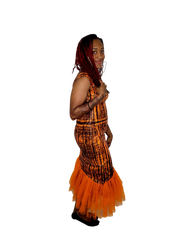 Orange safari adire gown