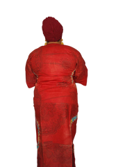 Red Chakra Adire Gown